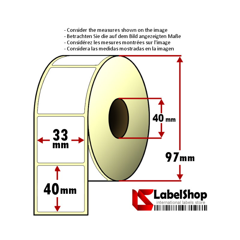 Étiquettes BLANCHE - Pastilles rondes Ø 40 mm - En rouleau de 1000 ex