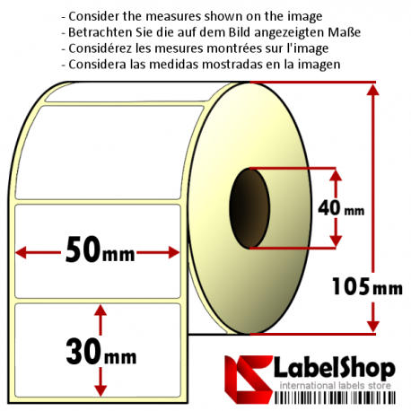 Rouleau d'étiquettes thermiques compatible 36x89mm prédécoupées - 2