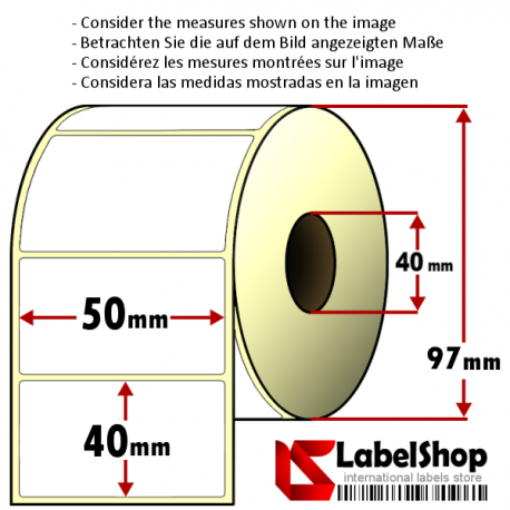 Étiquettes BLANCHE - Format 55 x 35 mm - En rouleau de 500 ex