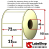 2000 Thermo-Haftetiketten auf Rolle 72x25 mm, 1 Bahn, Innenkern 40