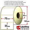 1500 Thermo-Haftetiketten auf Rolle 72x35 mm, 1 Bahn, Innenkern 40