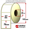 700 Thermo-Haftetiketten auf Rolle 57x76 mm, 1 Bahn, Innenkern 40