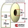 700 Thermo-Haftetiketten auf Rolle 72x72 mm, 1 Bahn, Innenkern 40 (72x70)